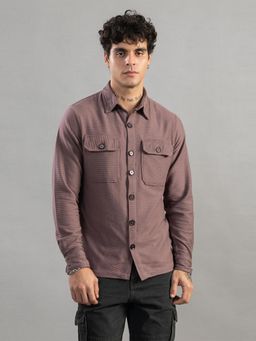 Club York - Men Mauve Solid Casual Shirt