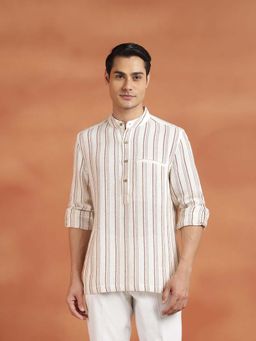 Fabindia - Men Off White Stripes Printed Shirt