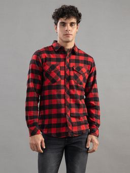 Club York - Men Red Checks Casual Shirt