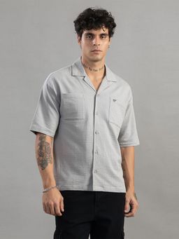 Club York - Men Grey Textured Casual Shirt