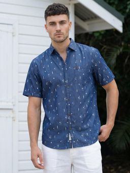 KUONS AVENUE - Men Blue Printed Shirt