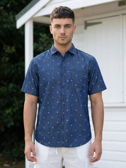 KUONS AVENUE - Men Blue Printed Shirt