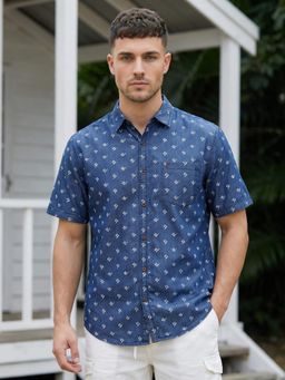 KUONS AVENUE - Men Blue Printed Shirt