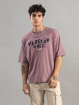 Club York - Men Mauve Embroidered T-shirt