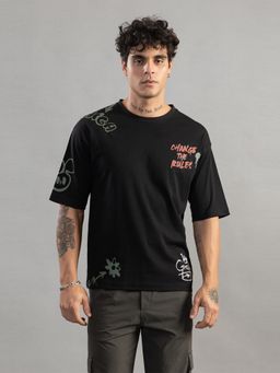 Club York - Men Black Printed T-shirt