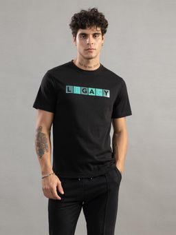 Club York - Men Black Typography Printed T-shirt