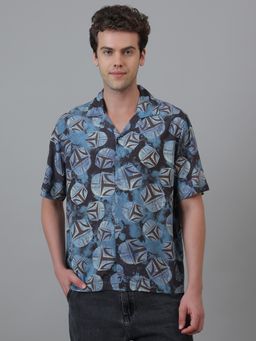 Free Authority - Men Blue Printed Shirt