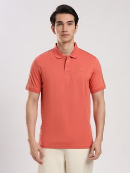 MR BUTTON - Men Coral Solid Polo T-shirt