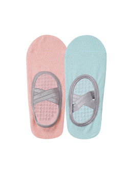 Mint & Oak - Pilates & Yoga Anti Slip Grip Socks for Women Non Slip Breathable Cotton Socks-set of 2
