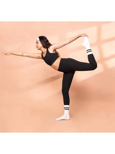 Full Length Pilates & Yoga Grip Socks Non Slip Breathable Socks for Women-White