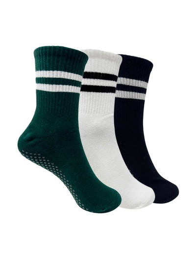 Pilates & Yoga Anti Slip Grip Socks - Set of 3