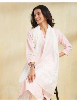 Fabindia - Natural White Cotton Silk Chikankari Stole