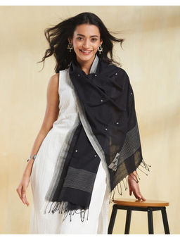 Fabindia - Black Cotton Jamdani Stole