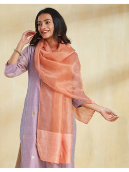 Fabindia - Peach Silk Hand Woven Stole