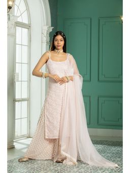 MONK & MEI - Pink Jewel Kurta with Palazzo and Dupatta (Set of 3)