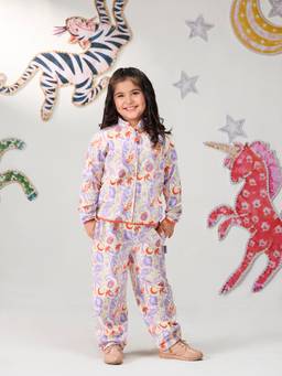 Mi Arcus - Papa Don't Preach Unicorn And Floral Print Jacket And Pajama