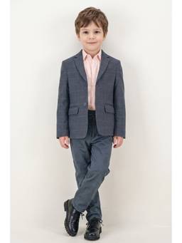 One Friday - Boys Navy Blue Solid Twill Blazer