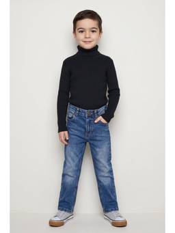 One Friday - Boys Black Embellished Flat Knit High Neck Sweater