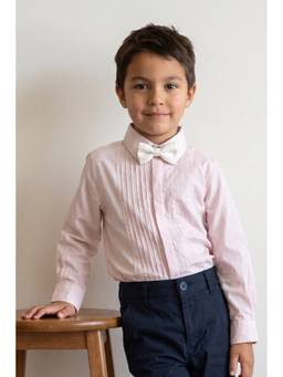 One Friday - Boys Pink Solid Cotton Poplin Regular Fit Shirt