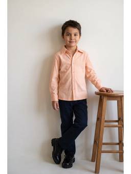 One Friday - Boys Pink Cotton Blend Regular Fit Shirt