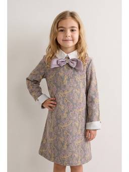 One Friday - Multi Colour Jacquard Shirt Collar Sleeveless Dress