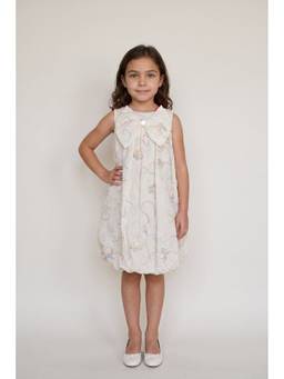 One Friday - Off White Embroidered Jacquard Dress