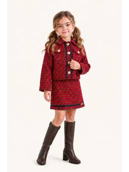 One Friday - Burgundy Boucle Shirt Collar Jacket