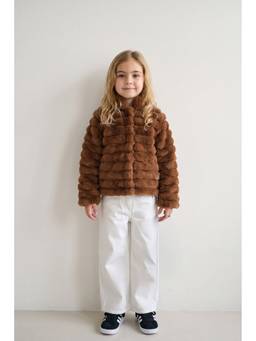 One Friday - Brown Faux Fur Button Front Jacket