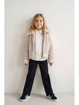 One Friday - Beige Faux Fur Shirt Collar Jacket