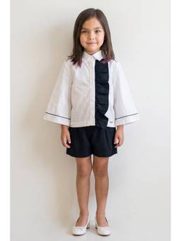 One Friday - Girls Black Cotton Drill Regular Fit Shorts