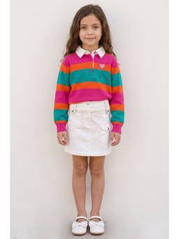 One Friday - Girls Off White Cotton Drill Regular Fit Skirt