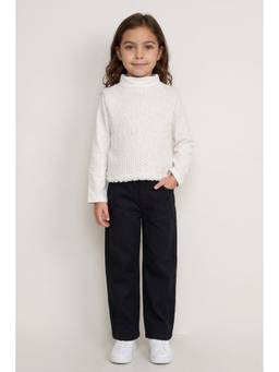 One Friday - Girls Off White Soft Fur Knit Sweatshirt