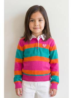 One Friday - Girls Multicolour Knitted Collar Sweatshirt
