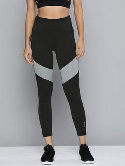 Alcis - Women Black & Grey Colourblocked Cropped Sport Tights