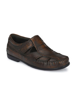 CARLO ROMANO - Brush Off Leather Brown Open Sandals