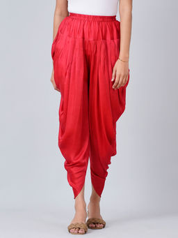 First Resort by Ramola Bachchan - Red Dhoti Pants