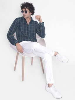 CRIMSOUNE CLUB - Men Navy Blue Checked Shirt