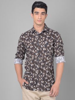 CRIMSOUNE CLUB - Men Brown Floral Shirt