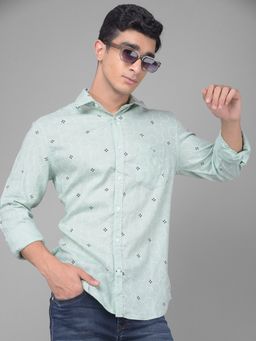 CRIMSOUNE CLUB - Men Green Printed Shirt