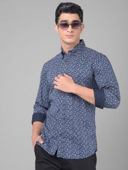 CRIMSOUNE CLUB - Men Navy Blue Printed Shirt