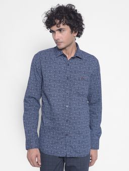 CRIMSOUNE CLUB - Men Navy Blue Printed Shirt