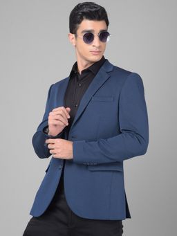 CRIMSOUNE CLUB - Men Navy Blue Single Breasted Blazer