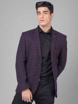 CRIMSOUNE CLUB - Men Wine Checked Single Breasted Blazer