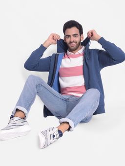 CRIMSOUNE CLUB - Men Navy Blue Hooded Sweatshirt