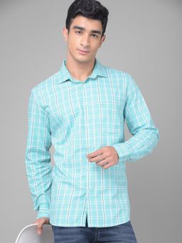 CRIMSOUNE CLUB - Men Mint-Green Checked Shirt
