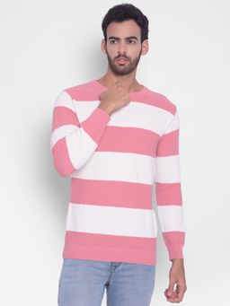 CRIMSOUNE CLUB - Men Pink Striped Sweater