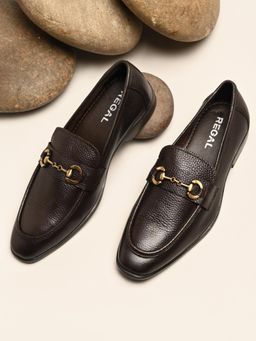 REGAL - Brown Mens Leather Buckled Formal Slip On Loafers