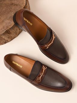 Imperio - Brown Mens Formal Buckled Leather Slip On Loafers