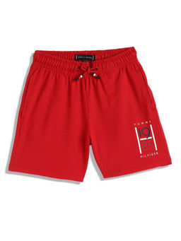 Tommy Hilfiger - Boys Logo Regular-Fit Cotton Red Shorts