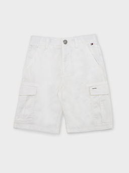 Tommy Hilfiger - Boys Solid Straight-Fit White Shorts
